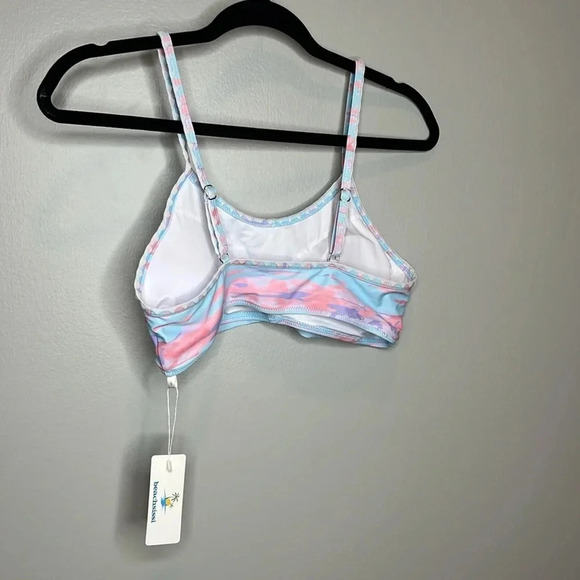 Beachsissi Two Piece Bathing Suit with Shorts Marbled Watercolor Design Medium - Picture 6 of 10